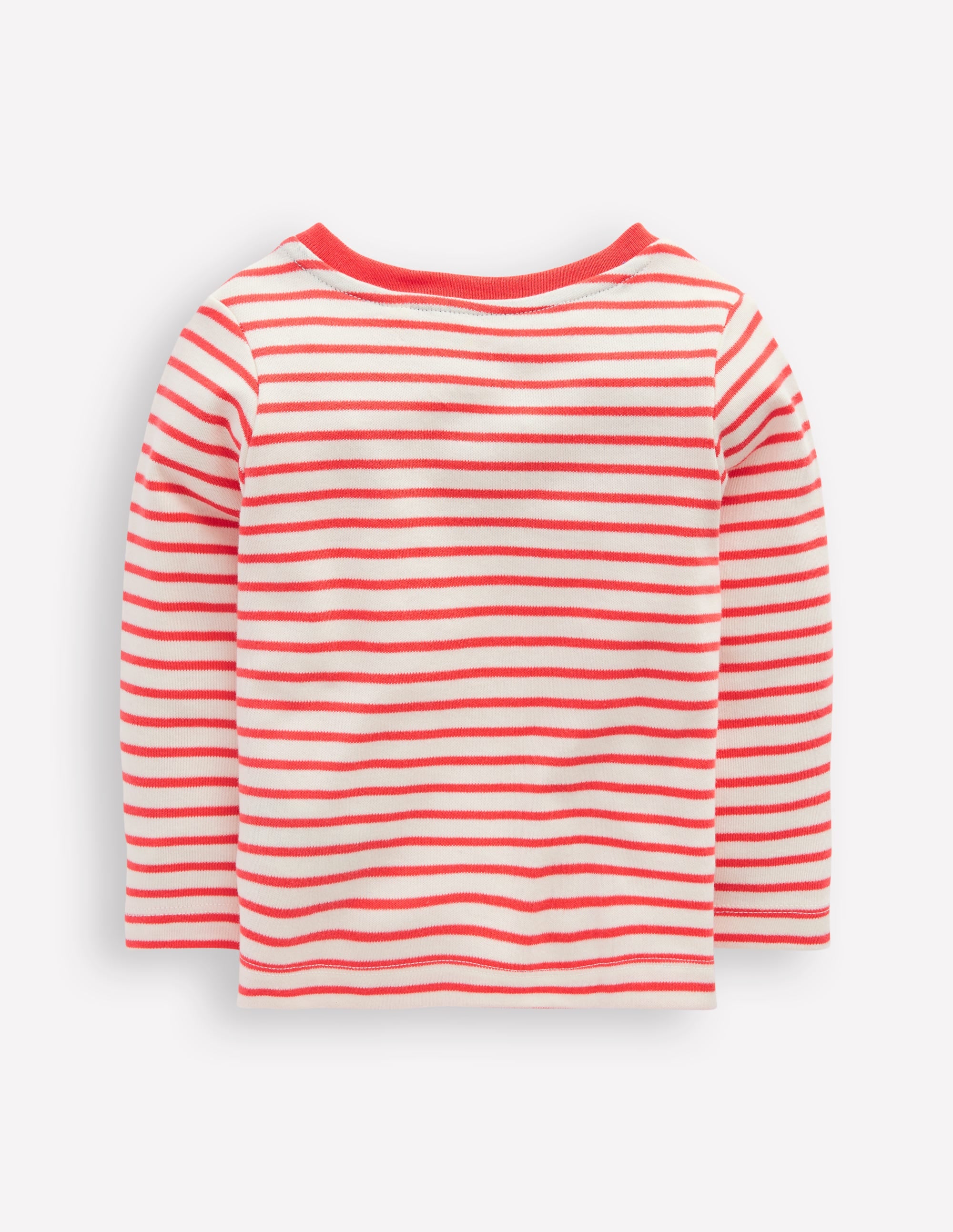 T-shirt manches longues à appliqué-Rayé ivoire et rouge confiture - Image 2