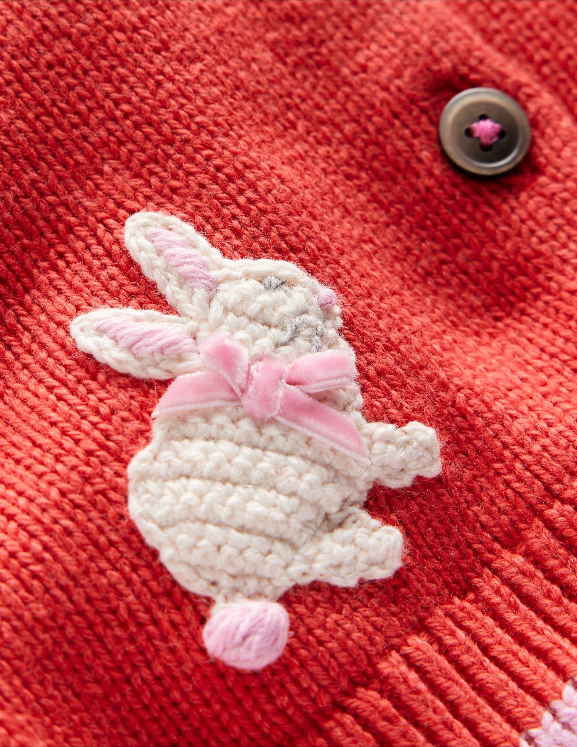 Strickjacke mit lustigem Motiv-Marmeladenrot Hasen-3