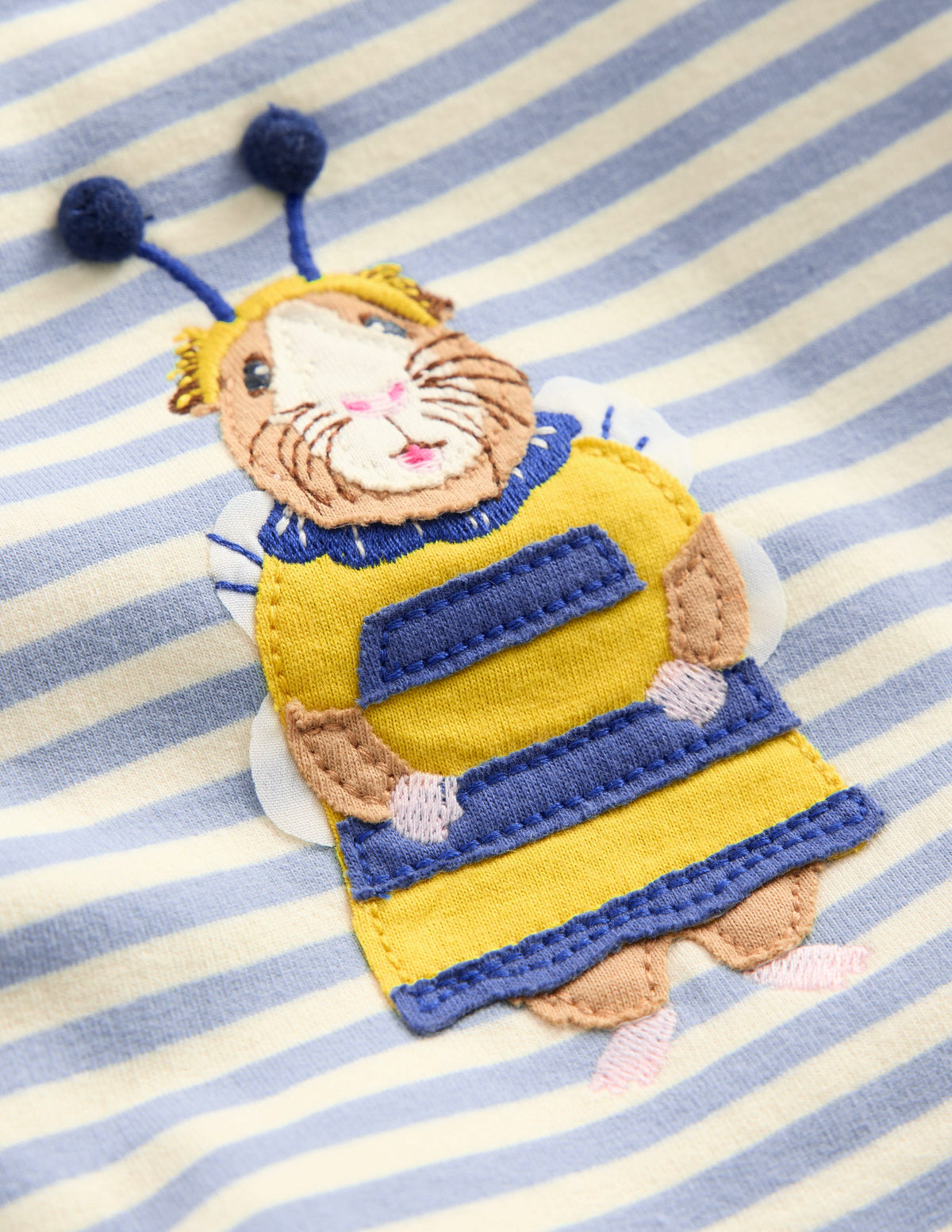 Ensemble en jersey à appliqué-Rayé bleu vintage et ivoire - Image 3