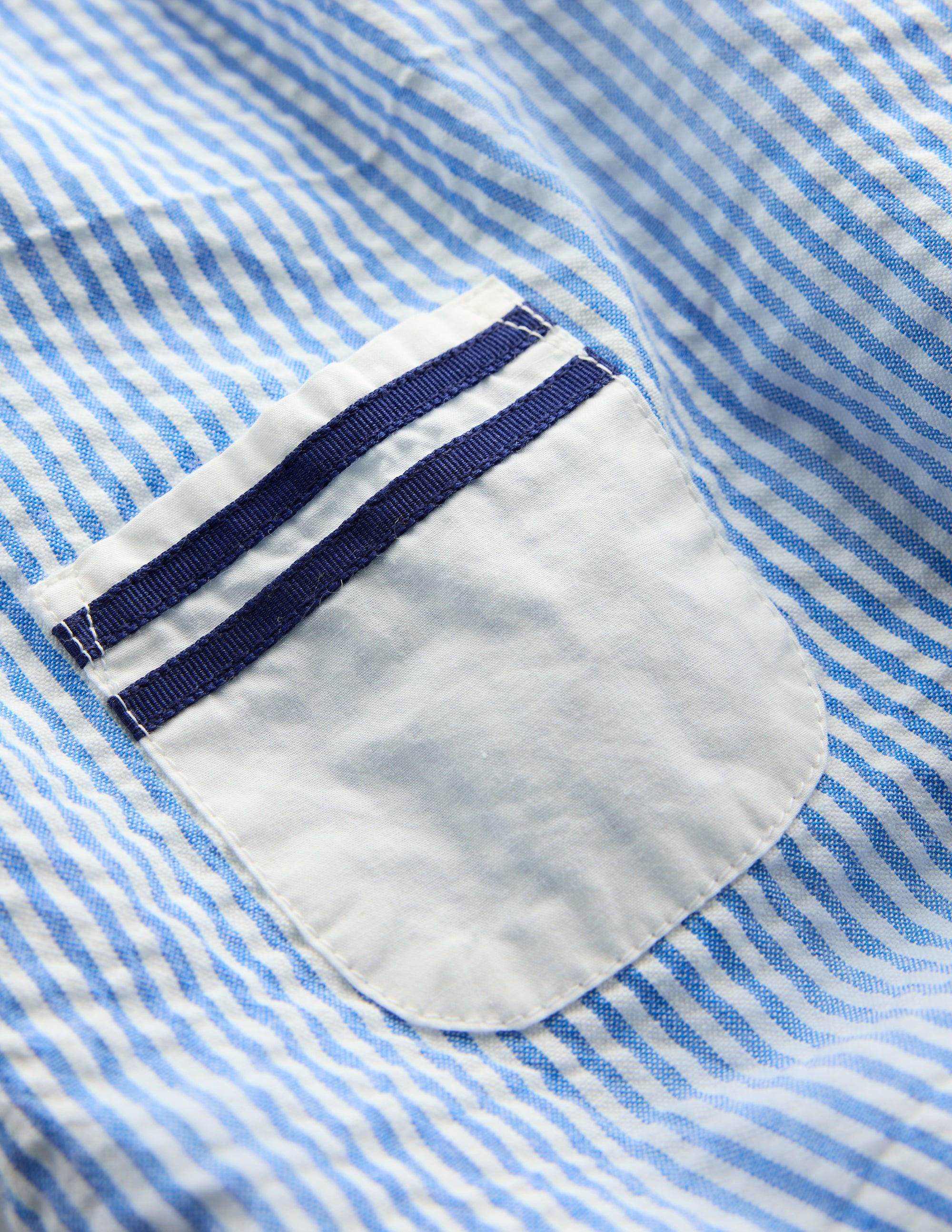 Boys Heritage Nautical Romper-Vintage Blue Ticking Stripe - Image 3