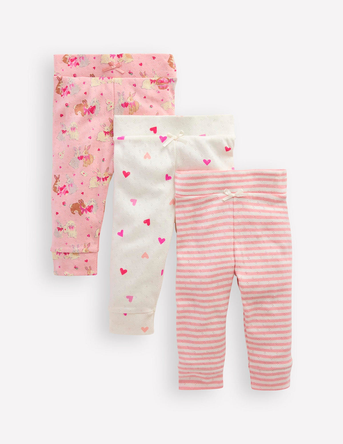 Pointelle-Leggings im 3er-Pack-Rosa Liebeshasen - Image 1