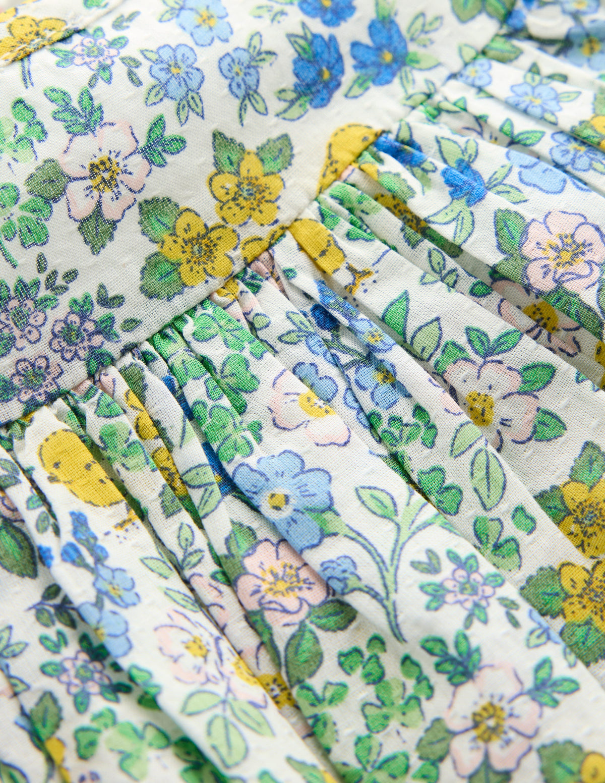 Gerafftes, gewebtes Kleid-Bunt Küken Blumenmuster - Image 3