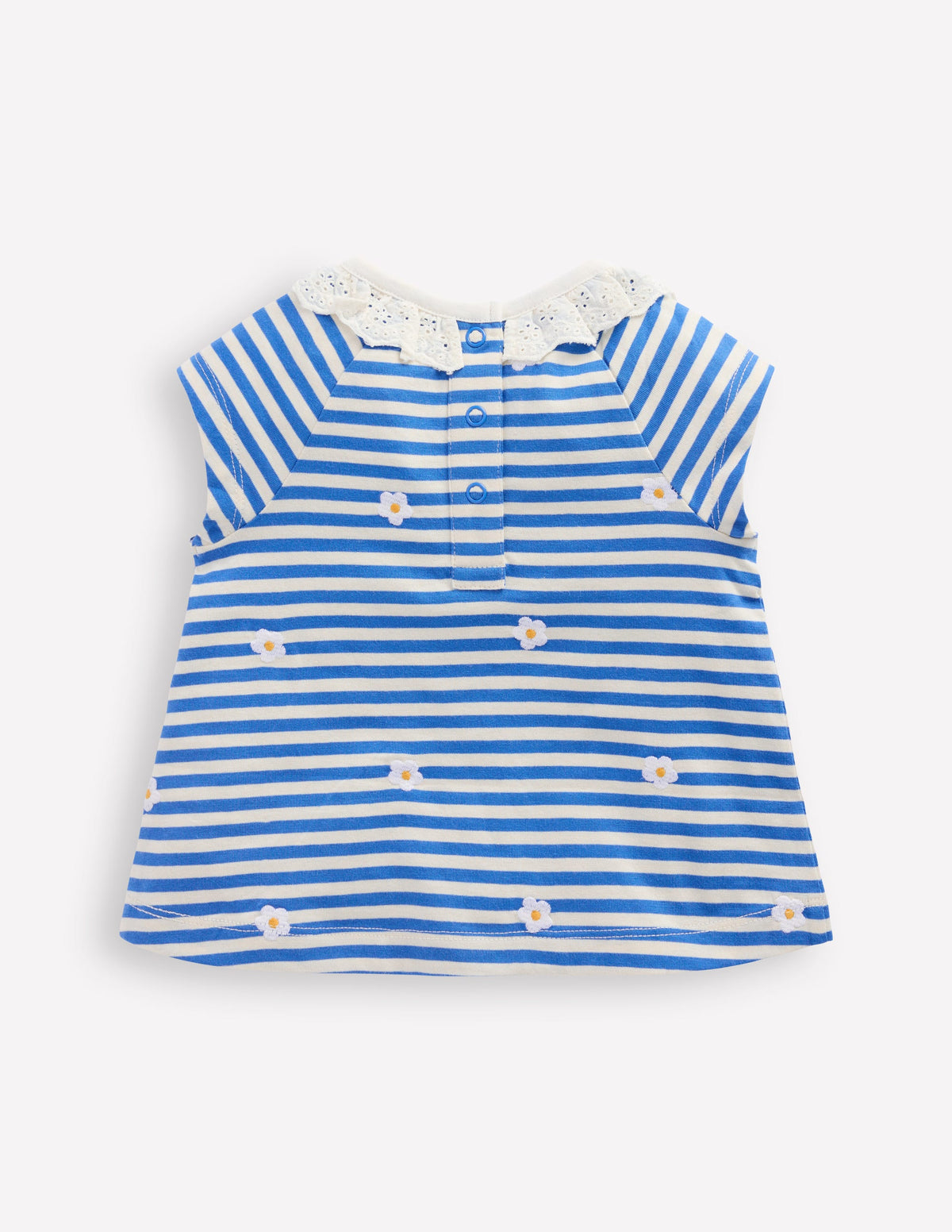 Embroidered Jersey Top-Peacock Plume Blue/ Soft Ivory - Image 2