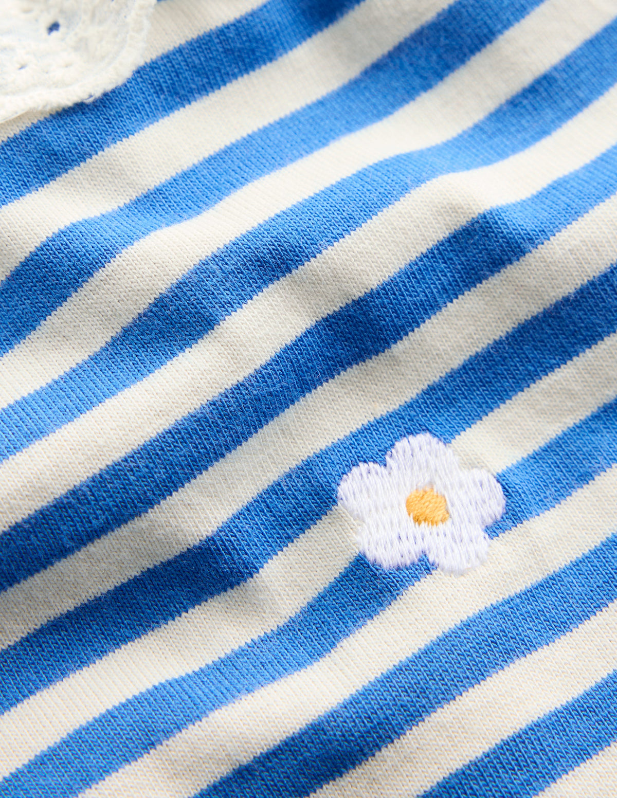 Embroidered Jersey Top-Peacock Plume Blue/ Soft Ivory-3