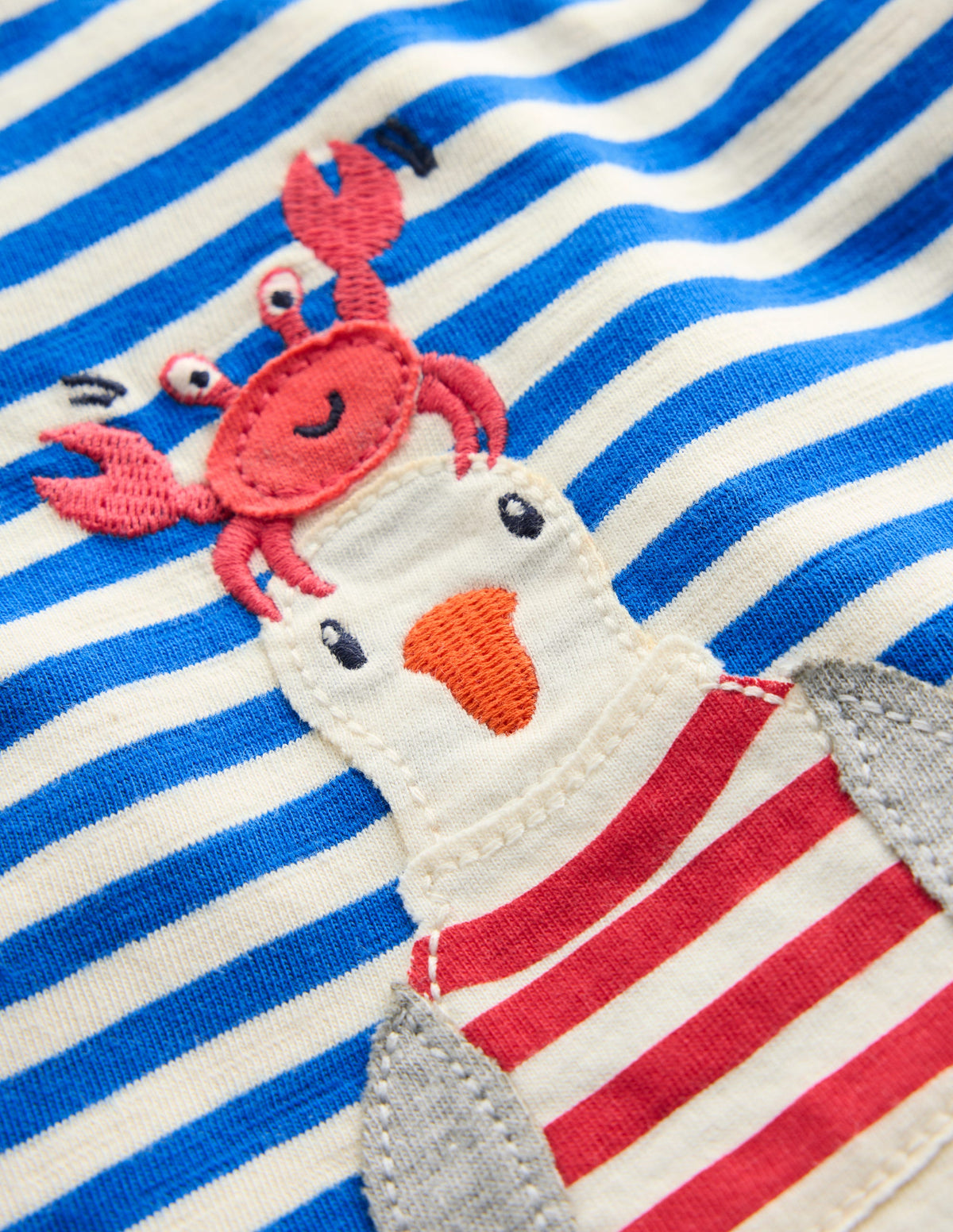 T-Shirt mit lustiger Applikation-Weiches Naturweiß/Eisvogelblau - Image 3