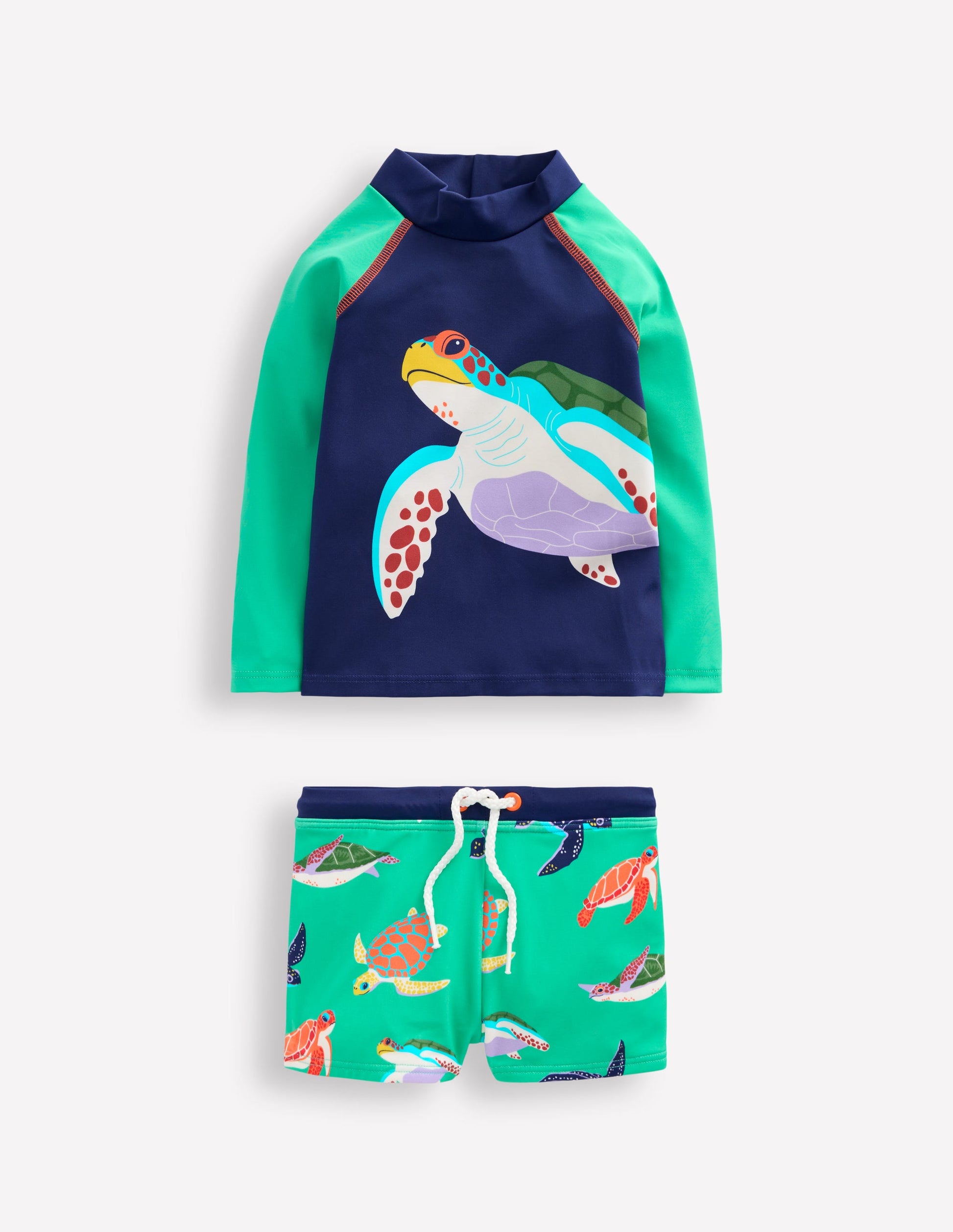 Lustiges Badeshirt-Set-Aquamarin-Blau Schildkröten-1