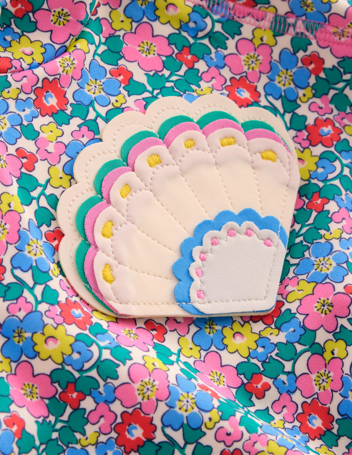 Ensemble avec haut de plage volanté-Motif Flowerbed Shell multi-3