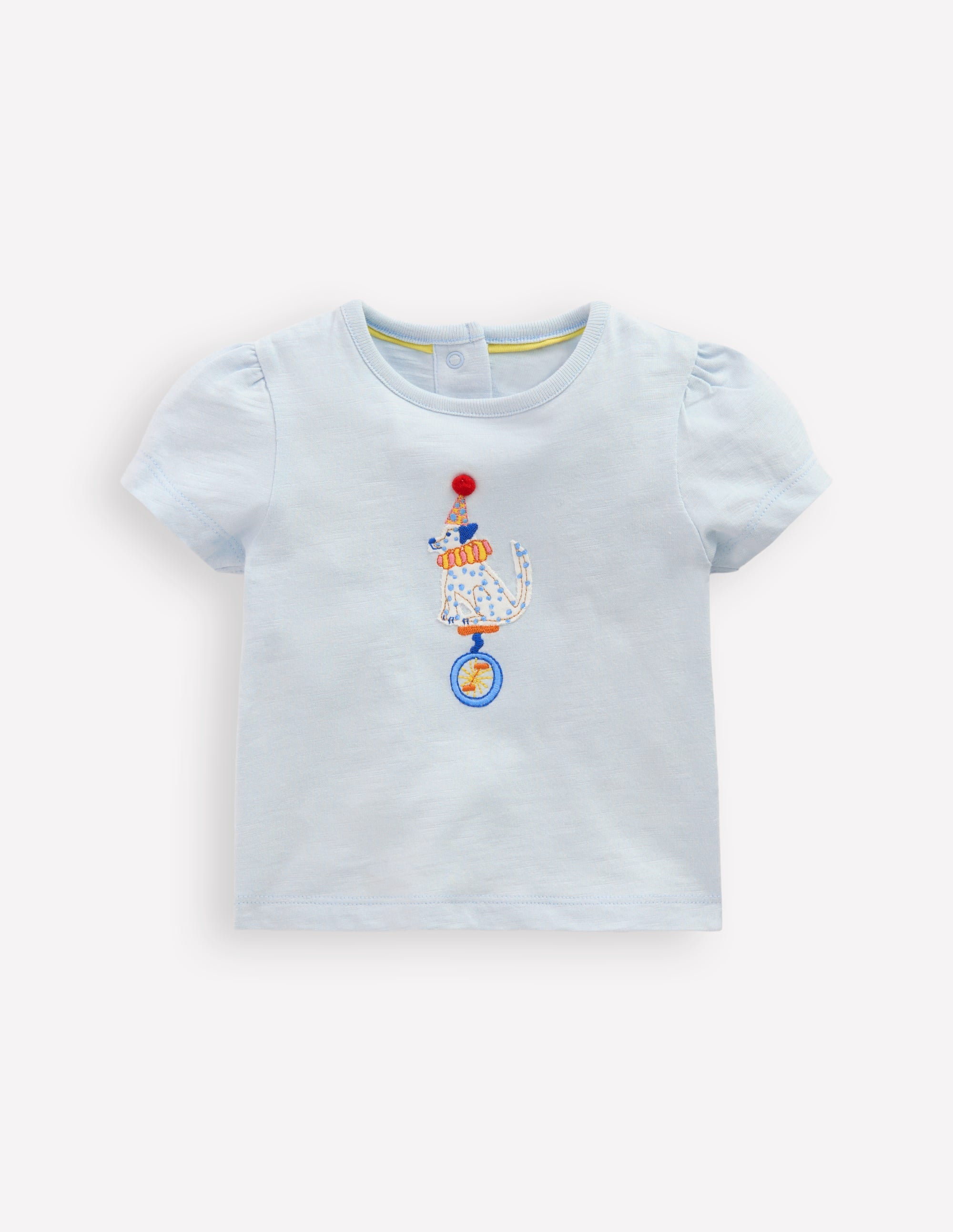 Girls Puff Sleeve Logo T-Shirt-Cloud Blue Dalmation Unicycle - Image 1