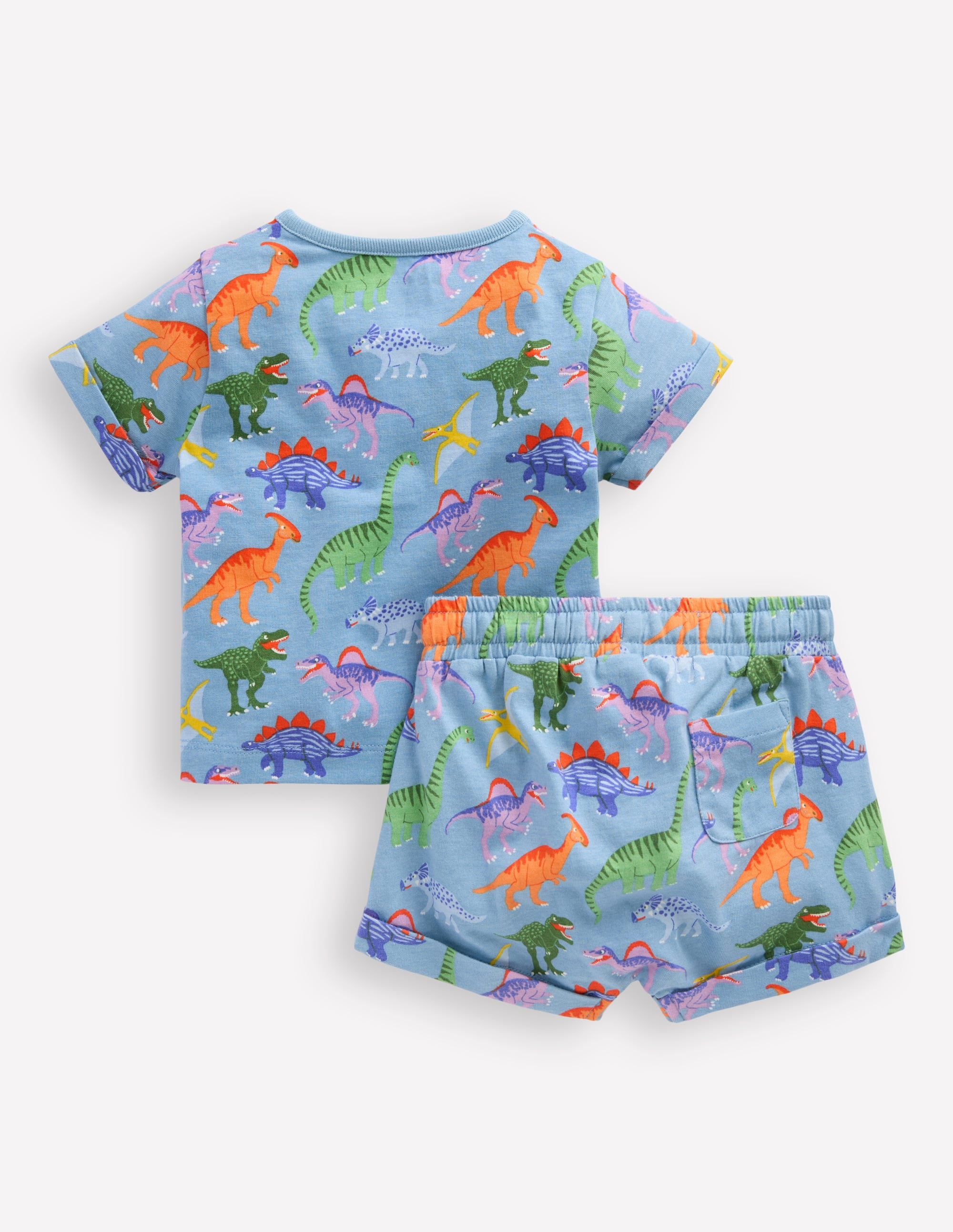 Ensemble imprimé à manches courtes-Dinosaures bleu vintage - Image 2