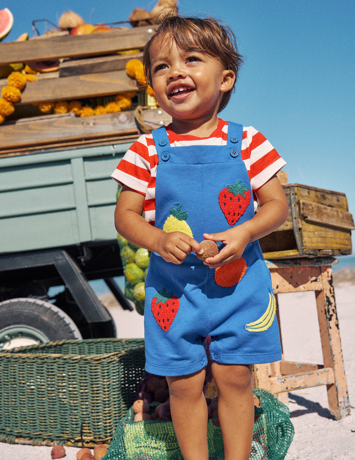 Latzhosen-Set aus Bouclé-Jersey-Marineblau Frucht - Image 7