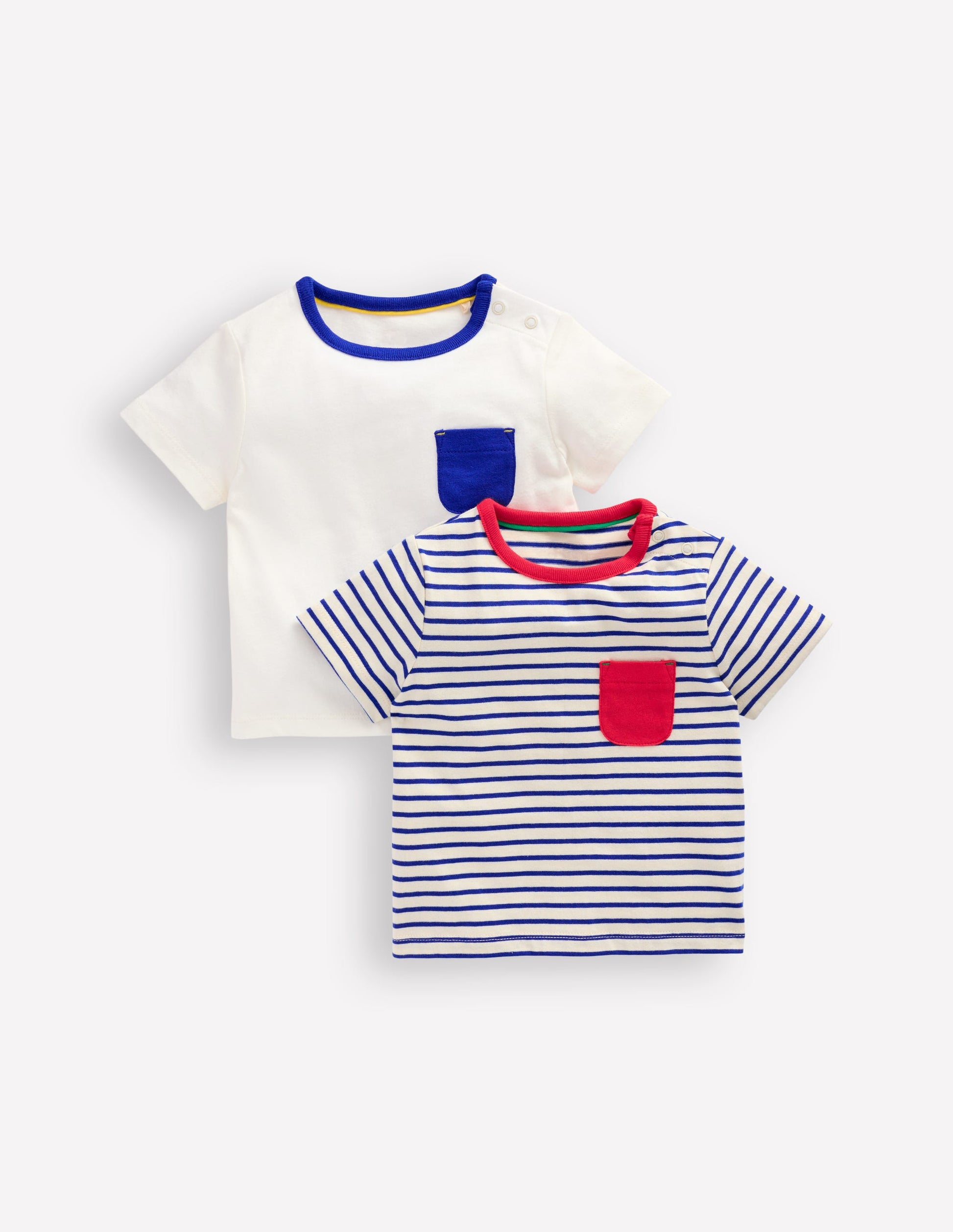 T-Shirts im Doppelpack-Naturweiß Streifen Doppelpack-1
