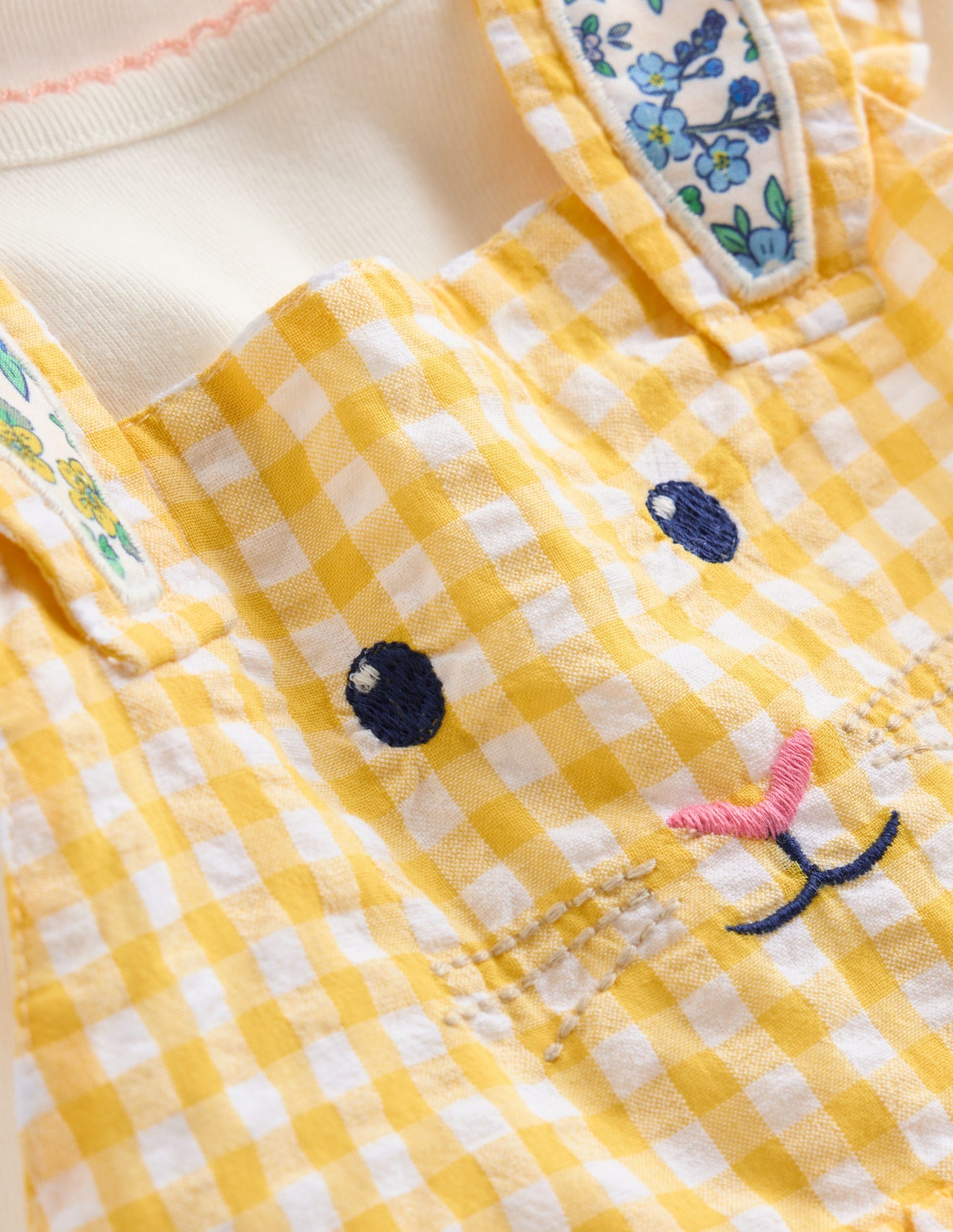 Ensemble fantaisie avec robe chasuble-Lapin vichy jaune-3