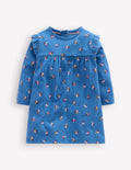 Bedrucktes Jerseykleid-Blau Geblümt