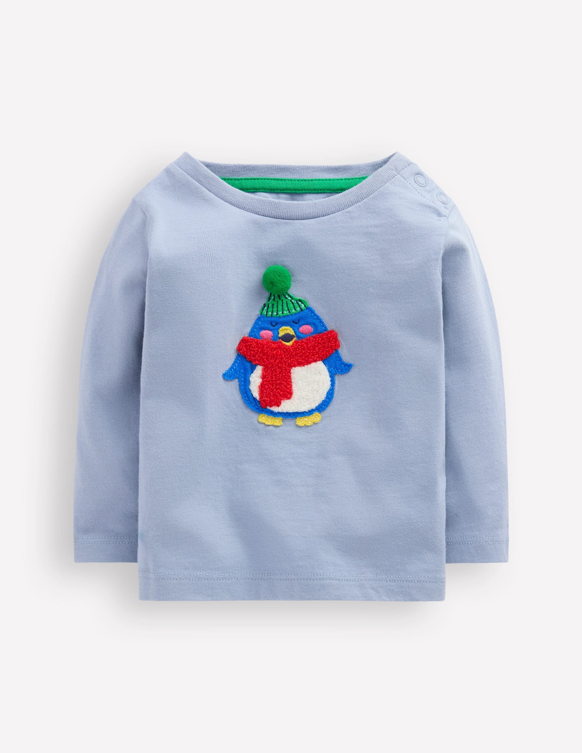 Langärmliges Oberteil mit Applikation-Hellblau Pinguin-1