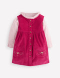Gewebtes Schürzenkleid-Set-Leuchtendes Kirschrot Kätzchen