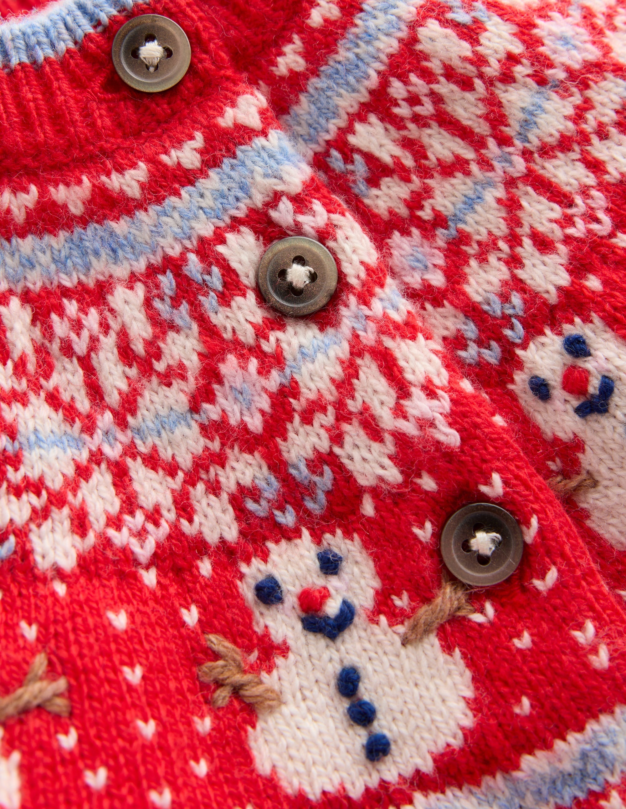 Fair-Isle-Strickjacke-Mohnblumenrot Schneemann - Image 3