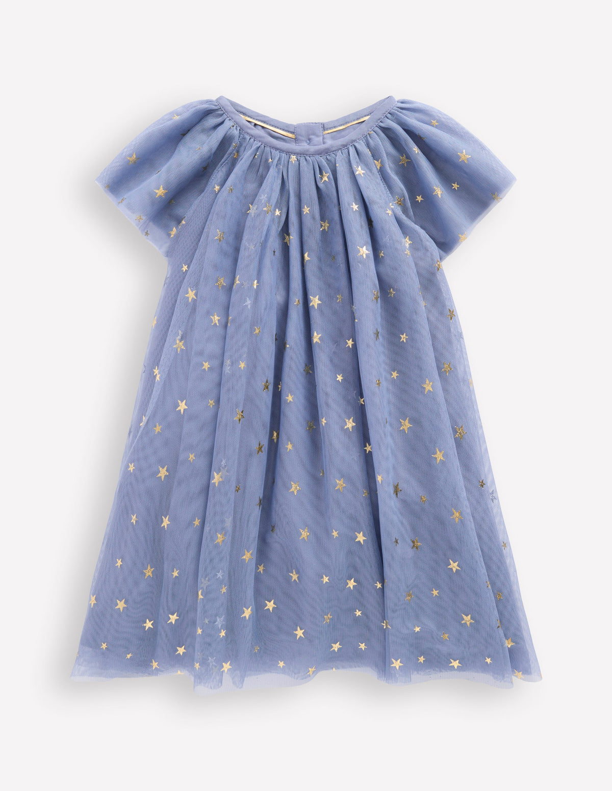 Mehrlagiges Tüllkleid-Blau Goldfolien-Sterne-1