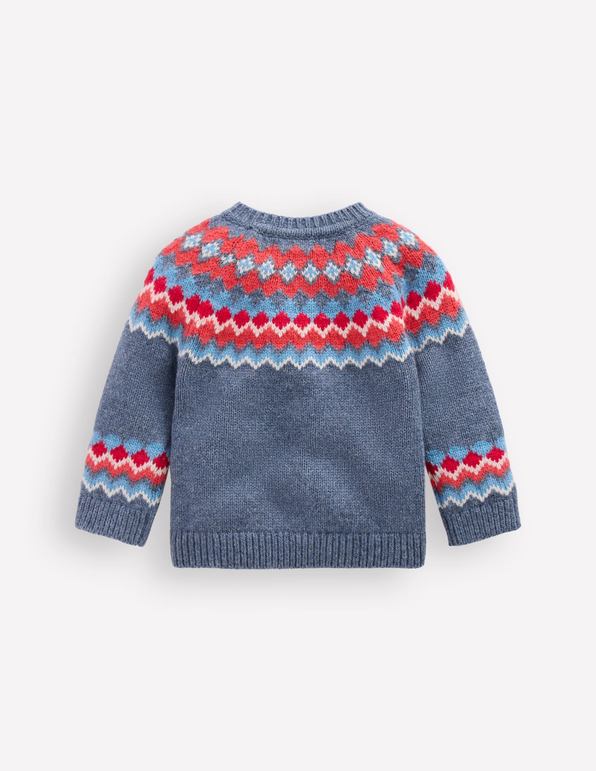 Fair Isle-Pullover mit Knöpfen-Blau Klassisch Fair Isle-2
