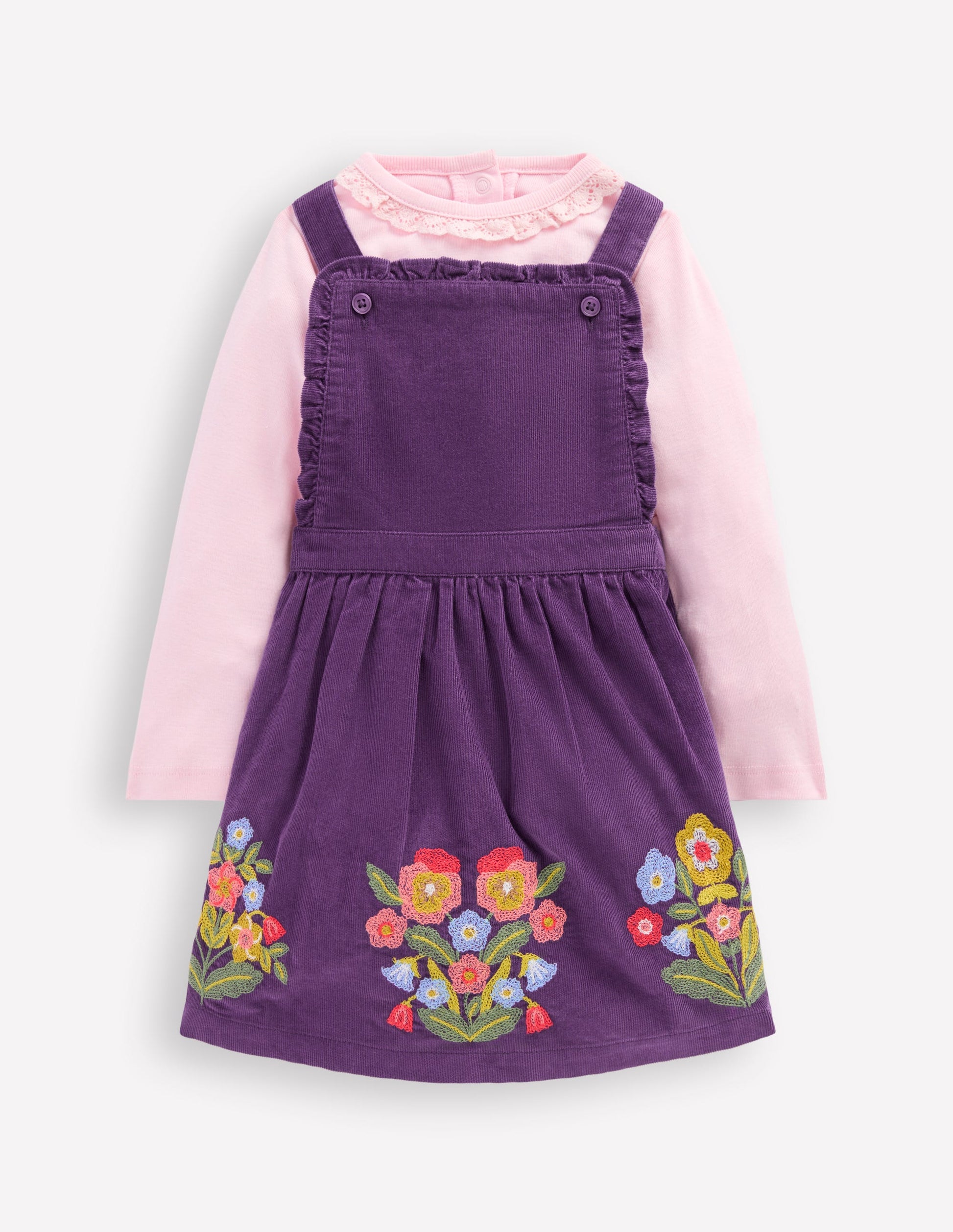 Embroidered Woven Pinnie Set-Mystic Purple-1