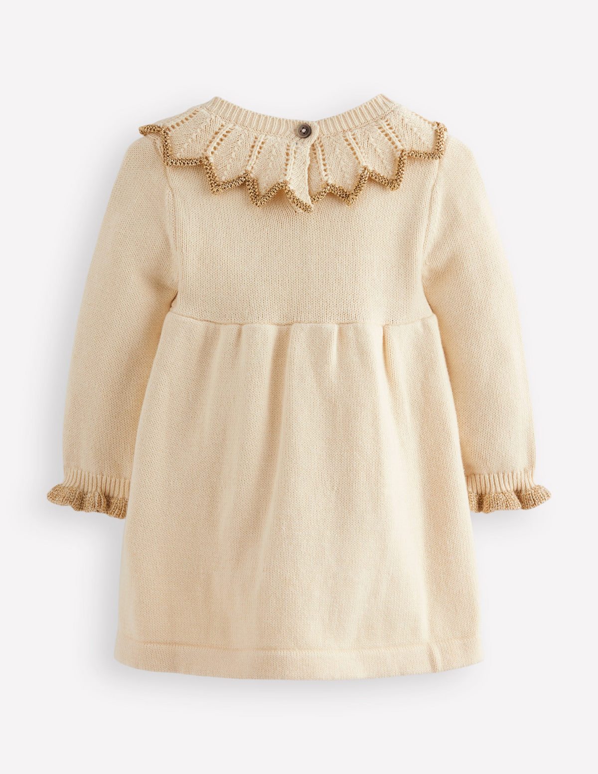 Hübsches Strickkleid mit Kragen-Naturweiß-2