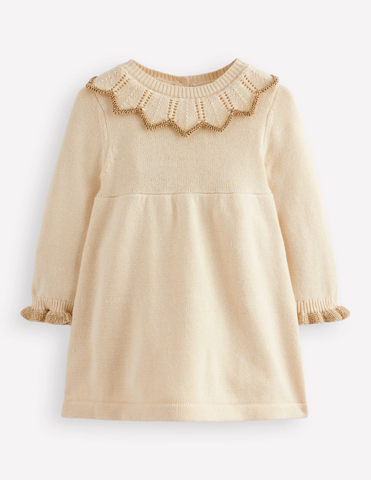 Hübsches Strickkleid mit Kragen-Naturweiß - Image 1