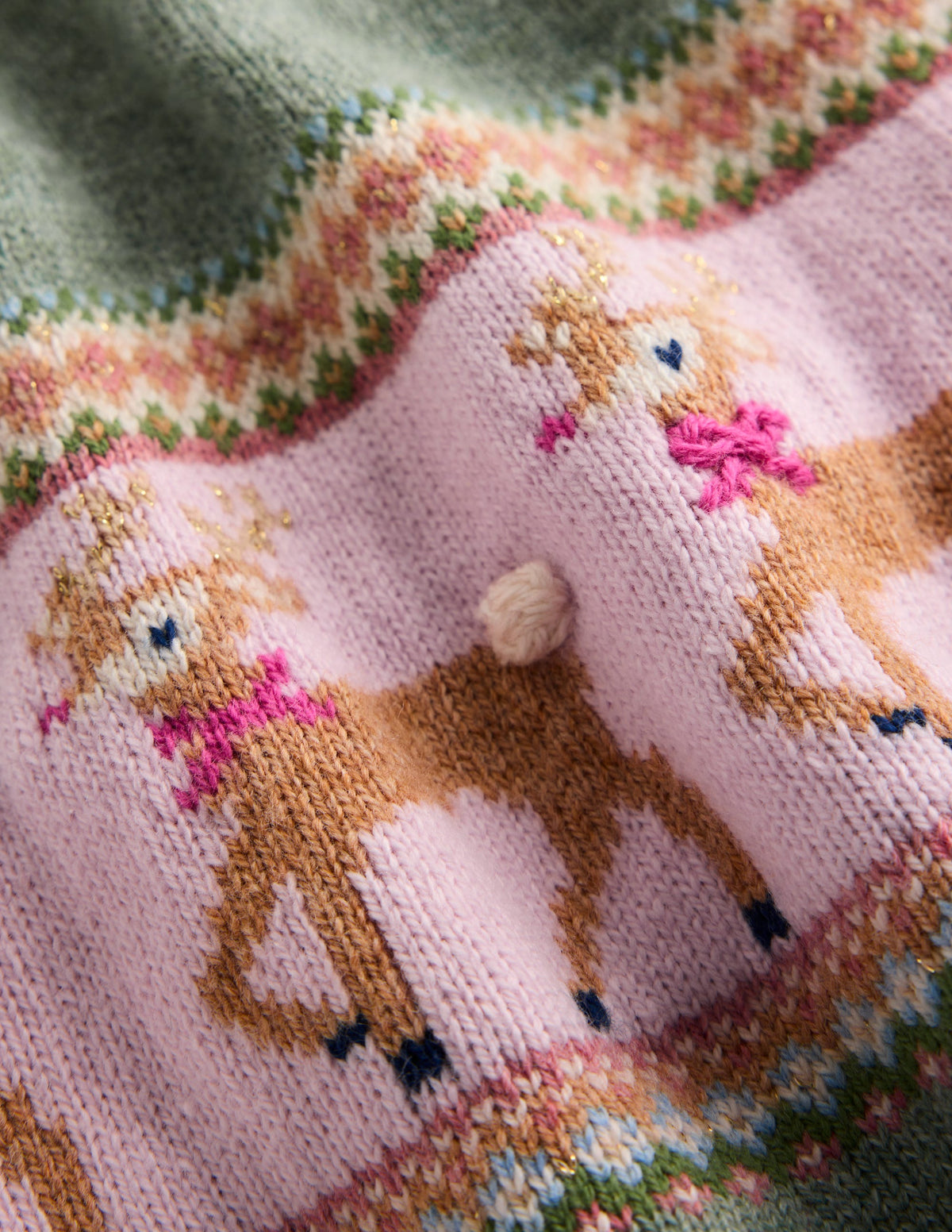 Fair-Isle-Strickkleid-Eukalyptus Rentier Fair-Isle - Image 3