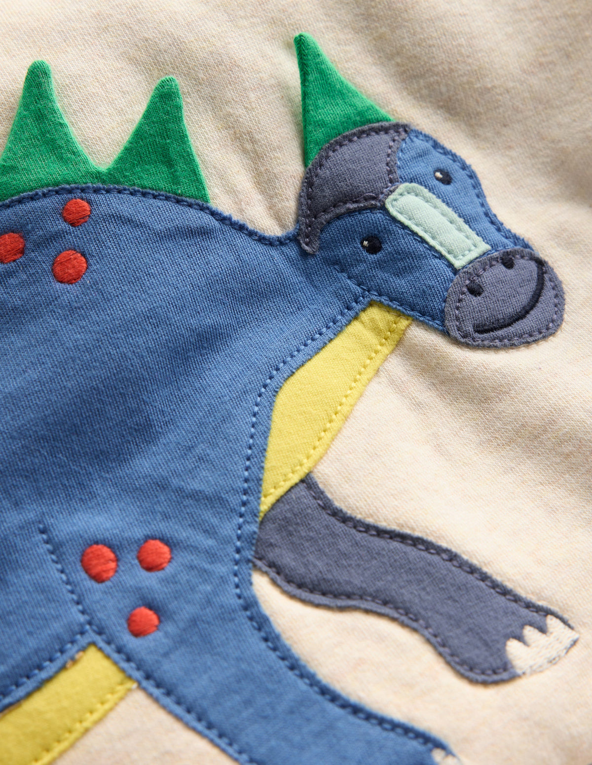 Sweatshirt mit Applikation für Jungen-Hellbeige Meliert, Dinosaurier - Image 3