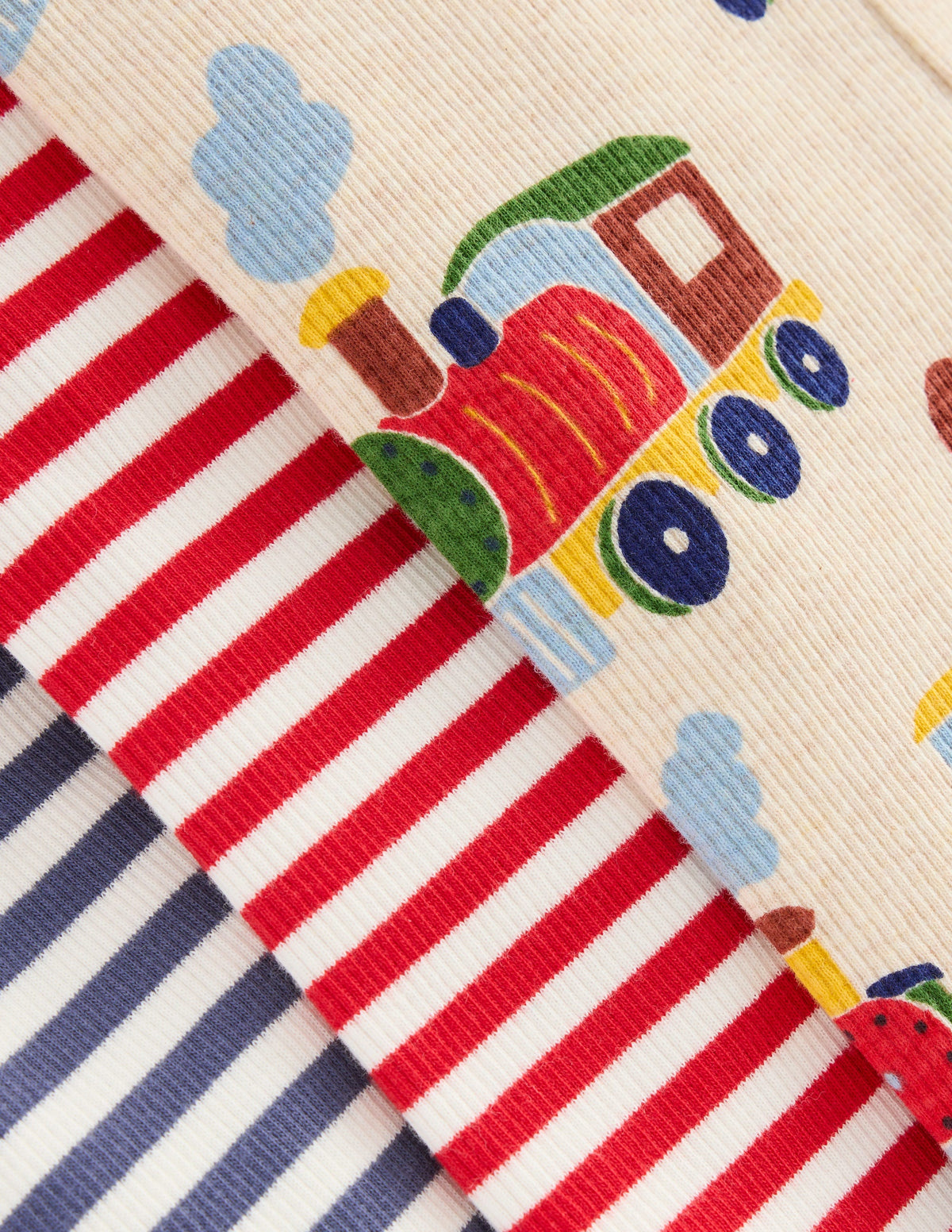 3-pack Rib Leggings-Oatmeal Marl Trains - Image 2