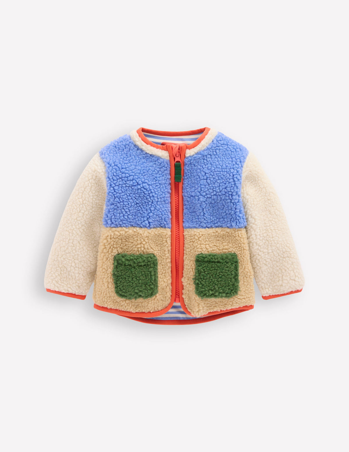Kuschelige Teddyfell-Jacke-Bunt Blockfarben - Image 1
