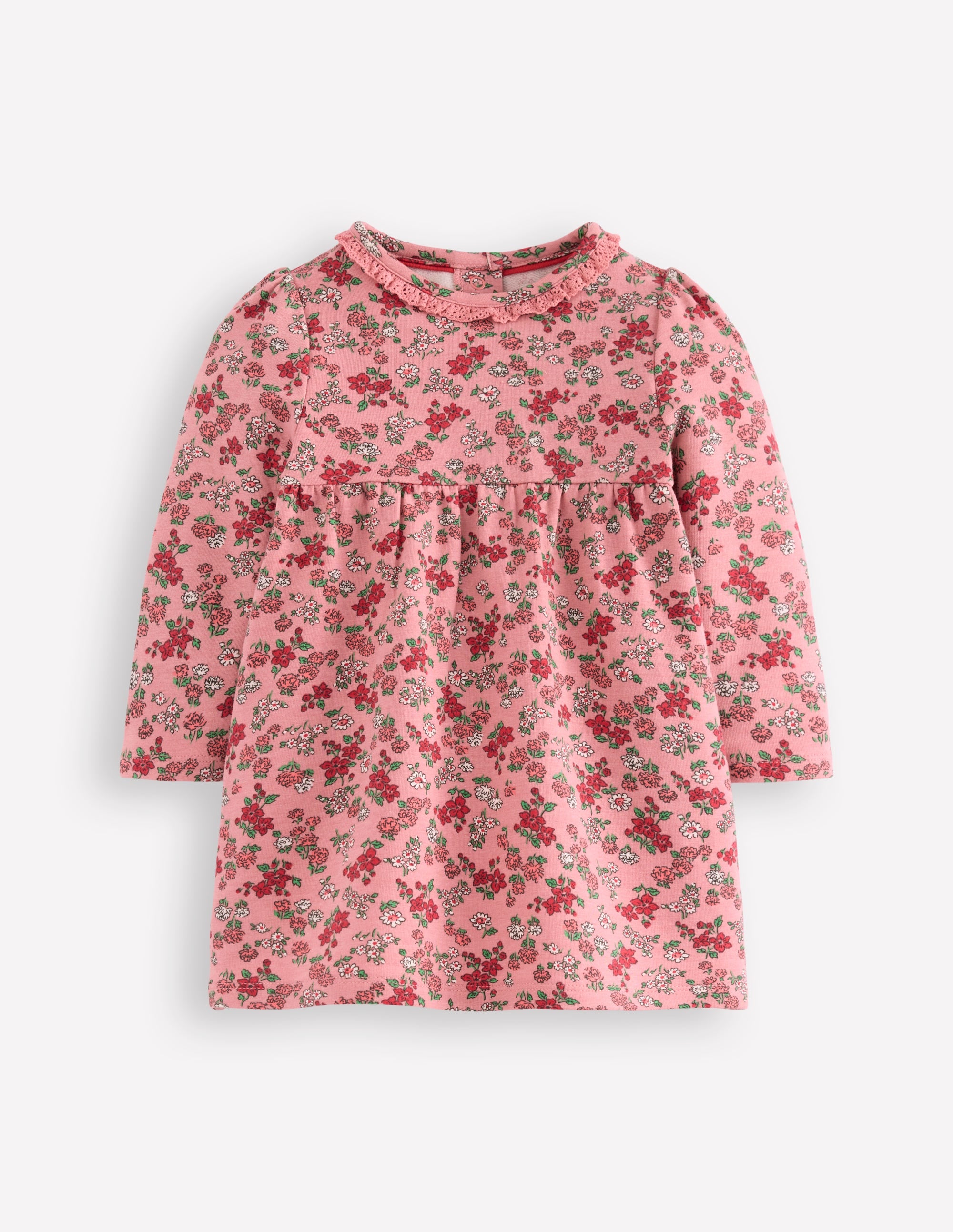 Sweatshirt-Kleid-Erdbeerrosa Blumenwiese - Image 1