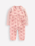 Jersey Dungarees Set-Pink Hearts