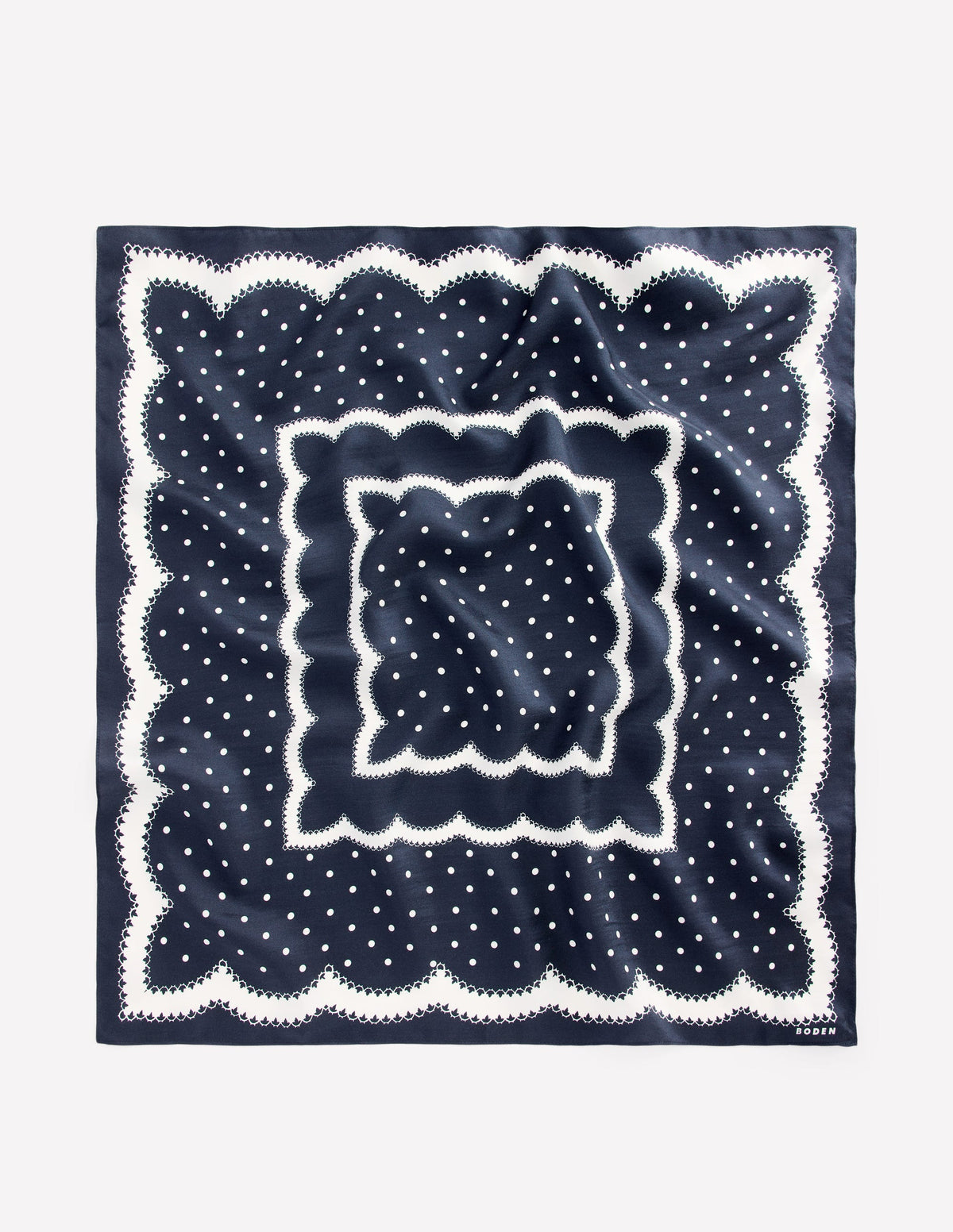 Elisabeth Silk Square Scarf-Navy - Image 3