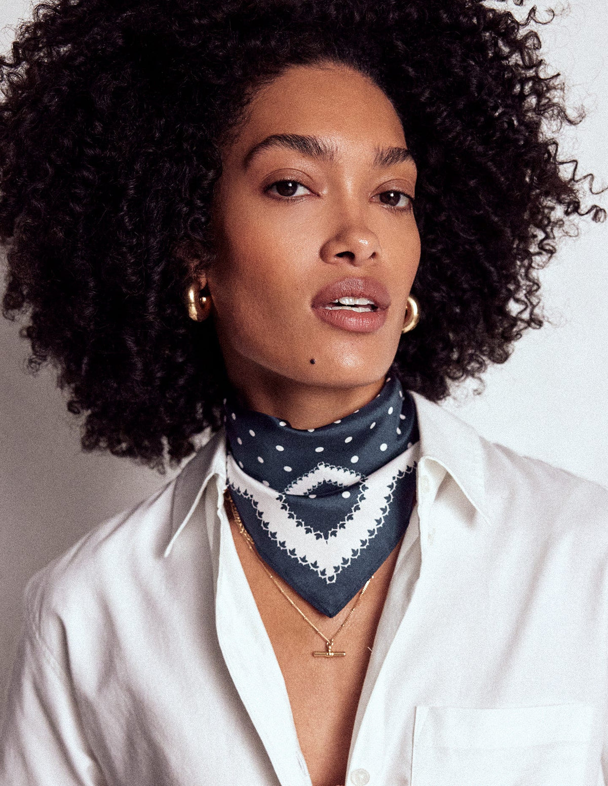 Elisabeth Silk Square Scarf-Navy - Image 2