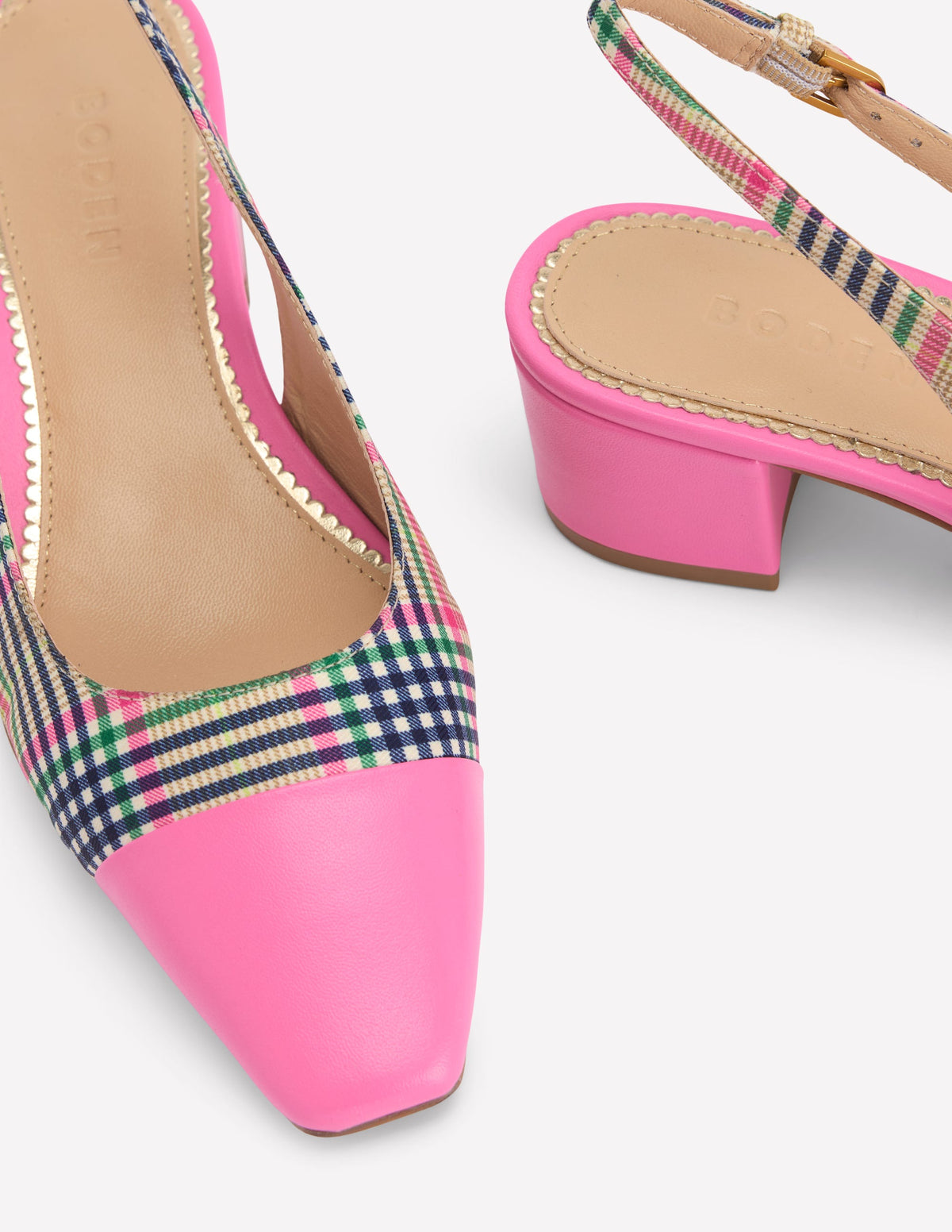 Ailsa Slingbacks mit Blockabsatz-Bunt Karomuster-4