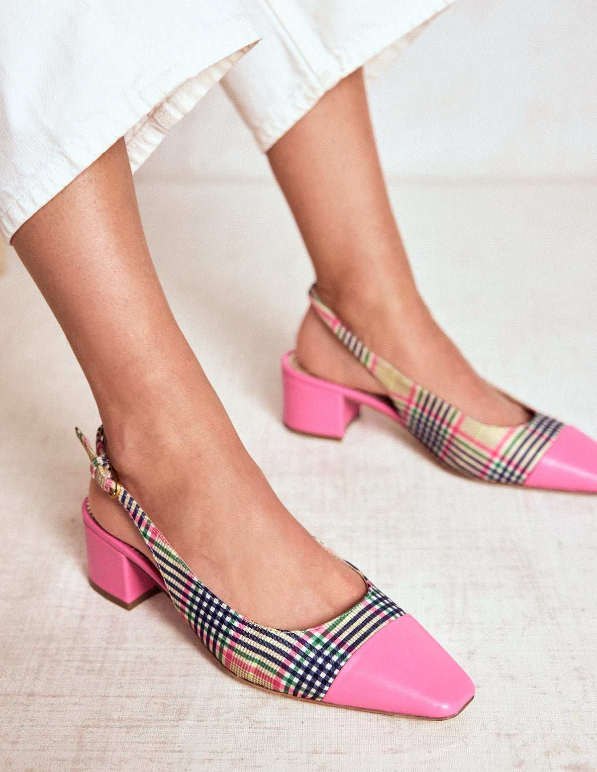 Ailsa Slingbacks mit Blockabsatz-Bunt Karomuster - Image 2