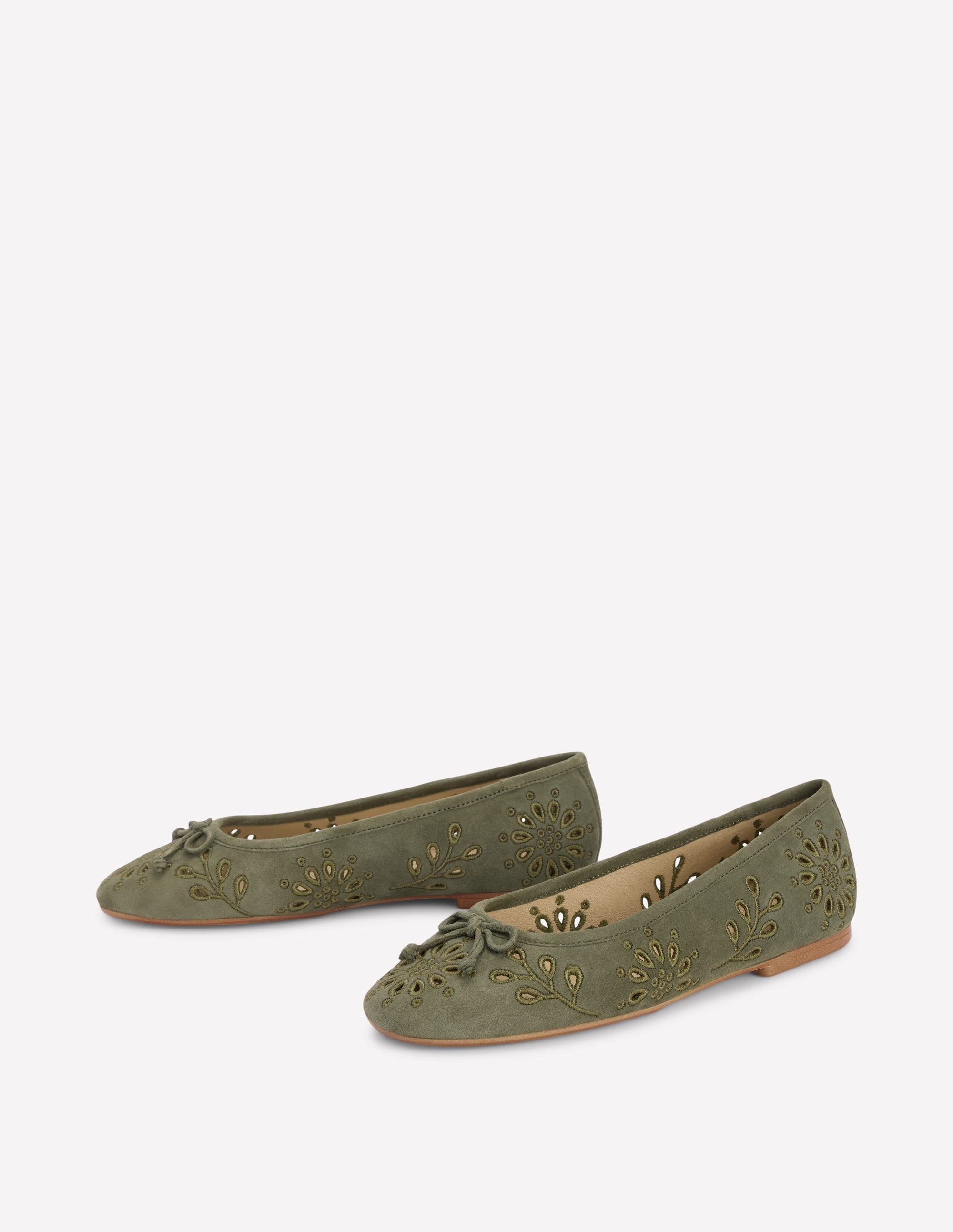 Flache Ballerinas mit Cut-out-Dunkles Olivgrün - Image 3