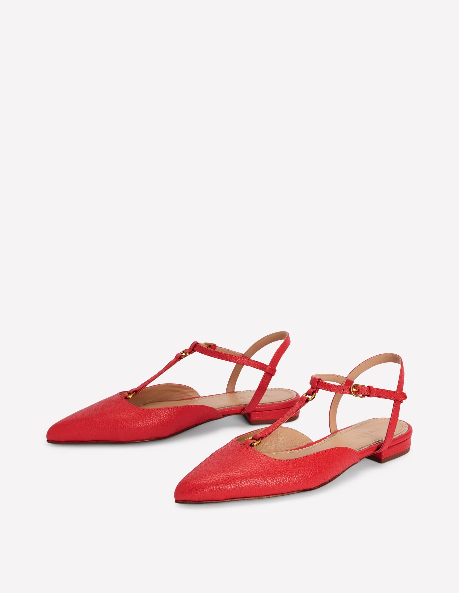 Flache, spitze Schuhe mit T-Steg-Briefkastenrot-3