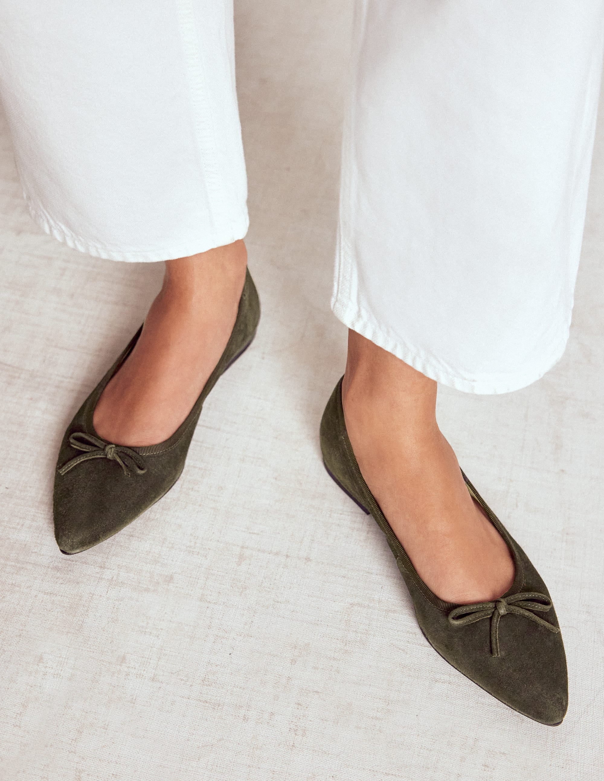 Spitze, flache Schuhe mit flexibler Sohle-Dunkles Moosgrün - Image 2