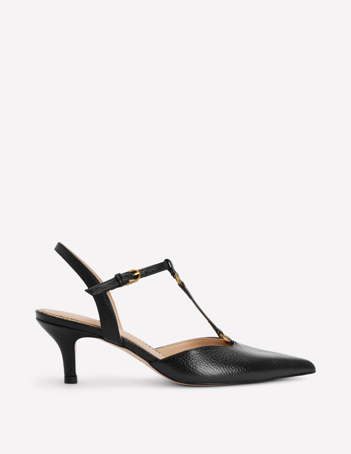 Spitze Absatzschuhe mit T-Steg-Schwarz-1