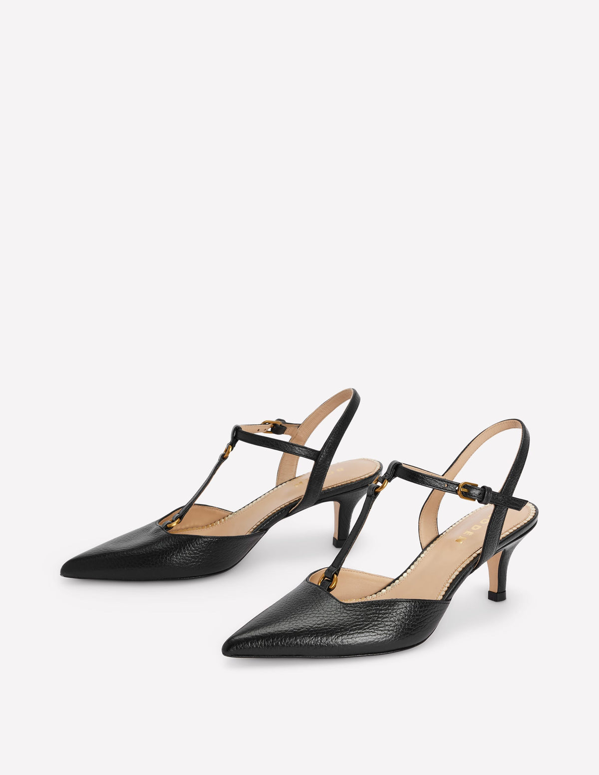 Spitze Absatzschuhe mit T-Steg-Schwarz-4