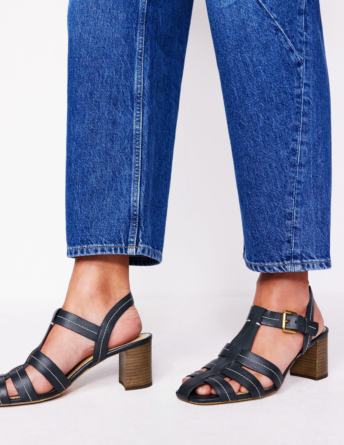 Low Block Fisherman Sandals-Navy - Image 2
