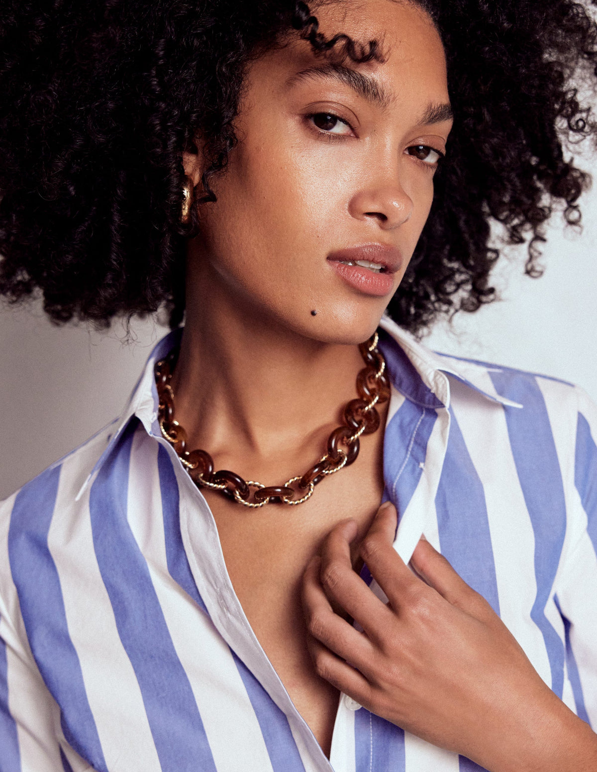 Chunky Resin Chain Necklace-Brown-2