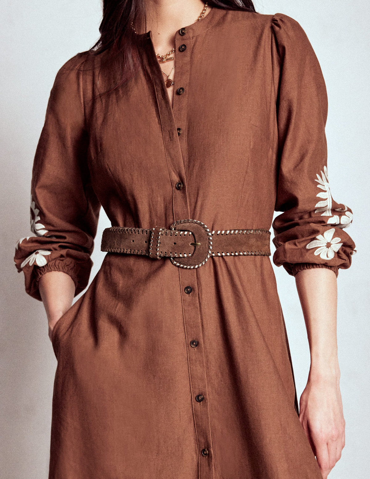Covered Whipstitch Belt-Tan - Image 2