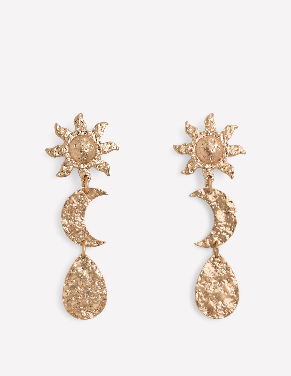 Ohrringe mit gehämmerten Motiven-Goldfarbe - Image 1