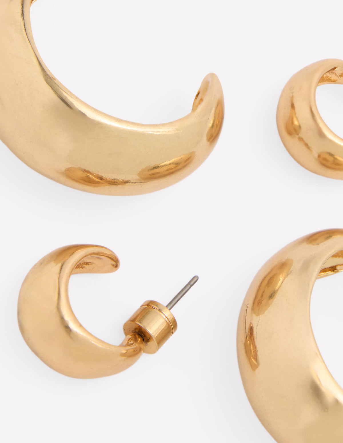 Glatte, gewölbte Ohrringe im 2er-Pack-Goldfarbe-4