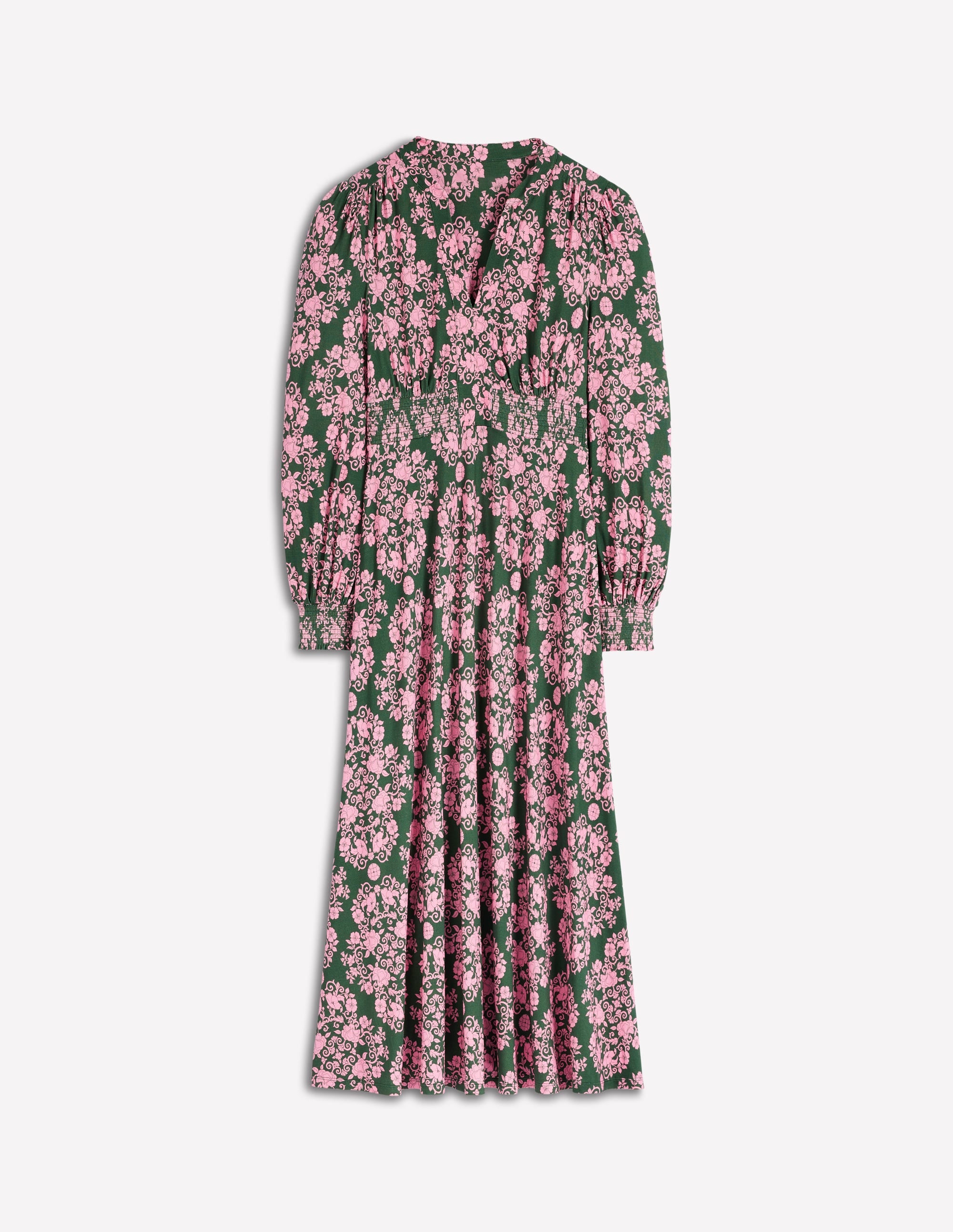 Georgia Jersey-Midikleid-Grün, Gitterornament - Image 5