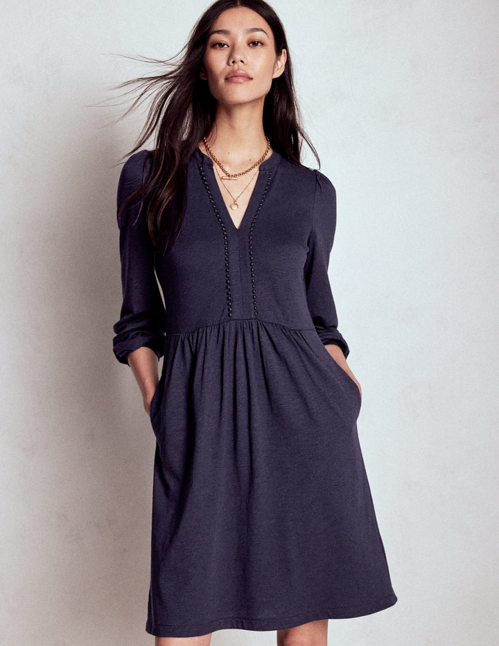 Naomi Lockeres Jerseykleid-Marineblau