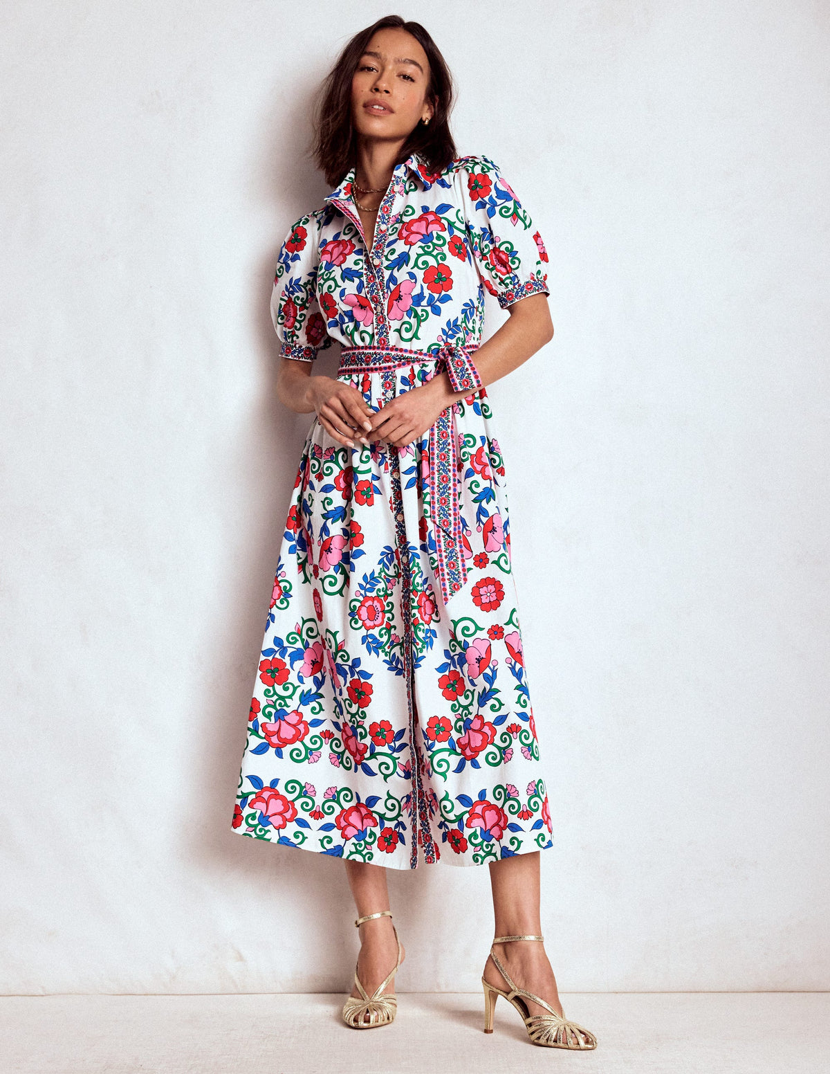 Alexa Maxi-Hemdblusenkleid-Bunt, Gitterornament-1