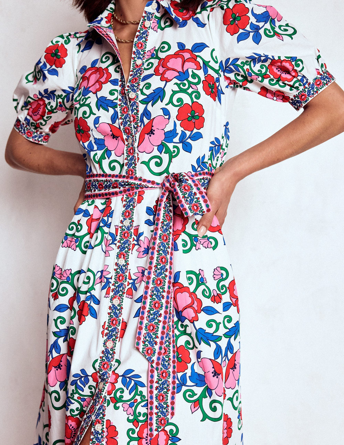 Alexa Maxi-Hemdblusenkleid-Bunt, Gitterornament-6
