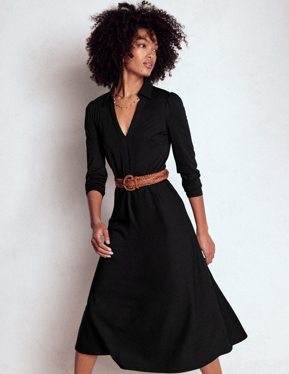 Imogen Jerseykleid mit Kragen-Schwarz - Image 2